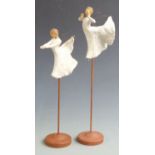 Two Willow Tree Demdaco fairies on stands, tallest 45cm
