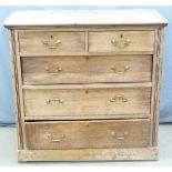 19thC pine chest of two over three graduated drawers, W 103 x D 50 x H 100cm