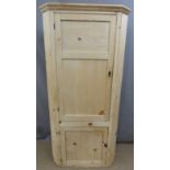 Pine two door corner cupboard, W 81 x H 171cm