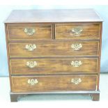 19thC mahogany chest of two over three graduated drawers, W94 x D54 x H88cm