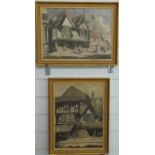 Alban F Atkins (1902-1991) pair of pen and watercolour studies of half timbered buildings, both