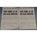 Charlton Kings, Cheltenham, two WWII posters 'Your Home as an Air Raid Shelter' dated 1940, 52 x