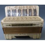 Mattelli 48 bass piano accordion in ivory pearloid finish, in original case