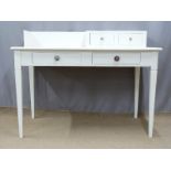 Painted two drawer desk/dressing table, W 120 x D 64 x H95cm