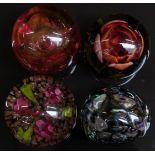 Four limited edition glass paperweights comprising Selkirk Peter Holmes Minares 35/350, Selkirk