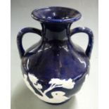 19thC pottery Portland Vase with relief decoration, H 26cm