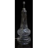 Waterford Crystal cut glass lamp base marked to base, 55cm tall.