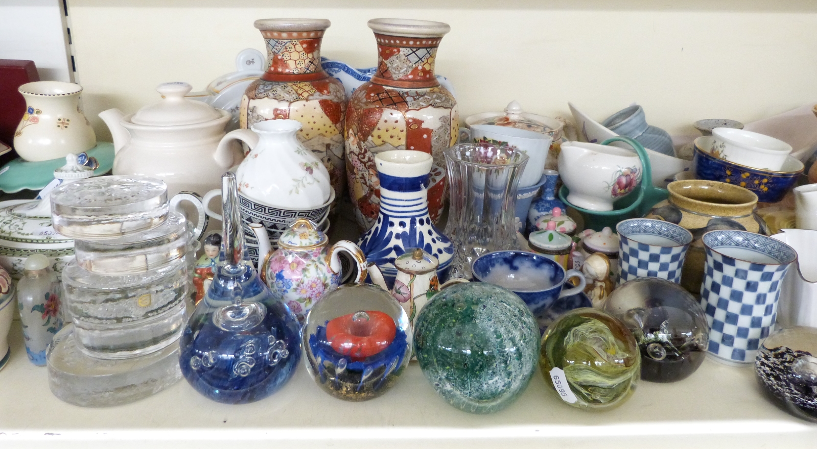 A large collection of ceramics including three teapots, Royal Doulton dessert set, paperweights, - Image 3 of 4