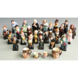 Twenty four Royal Doulton Dickens figures and four small character jugs, tallest 11cm