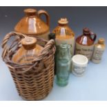 Stoneware flagons and jars including Stroud Brewery, F.E.Ball & Son, Buckwell End, Wellingborough,