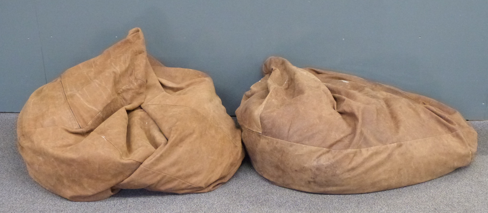 Two leather bean bags
