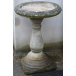 Garden bird bath with baluster column support, height 74cm