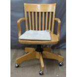 Beech or similar captain's desk chair