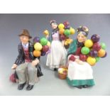 Three Royal Doulton Balloon Seller figures, tallest 21cm