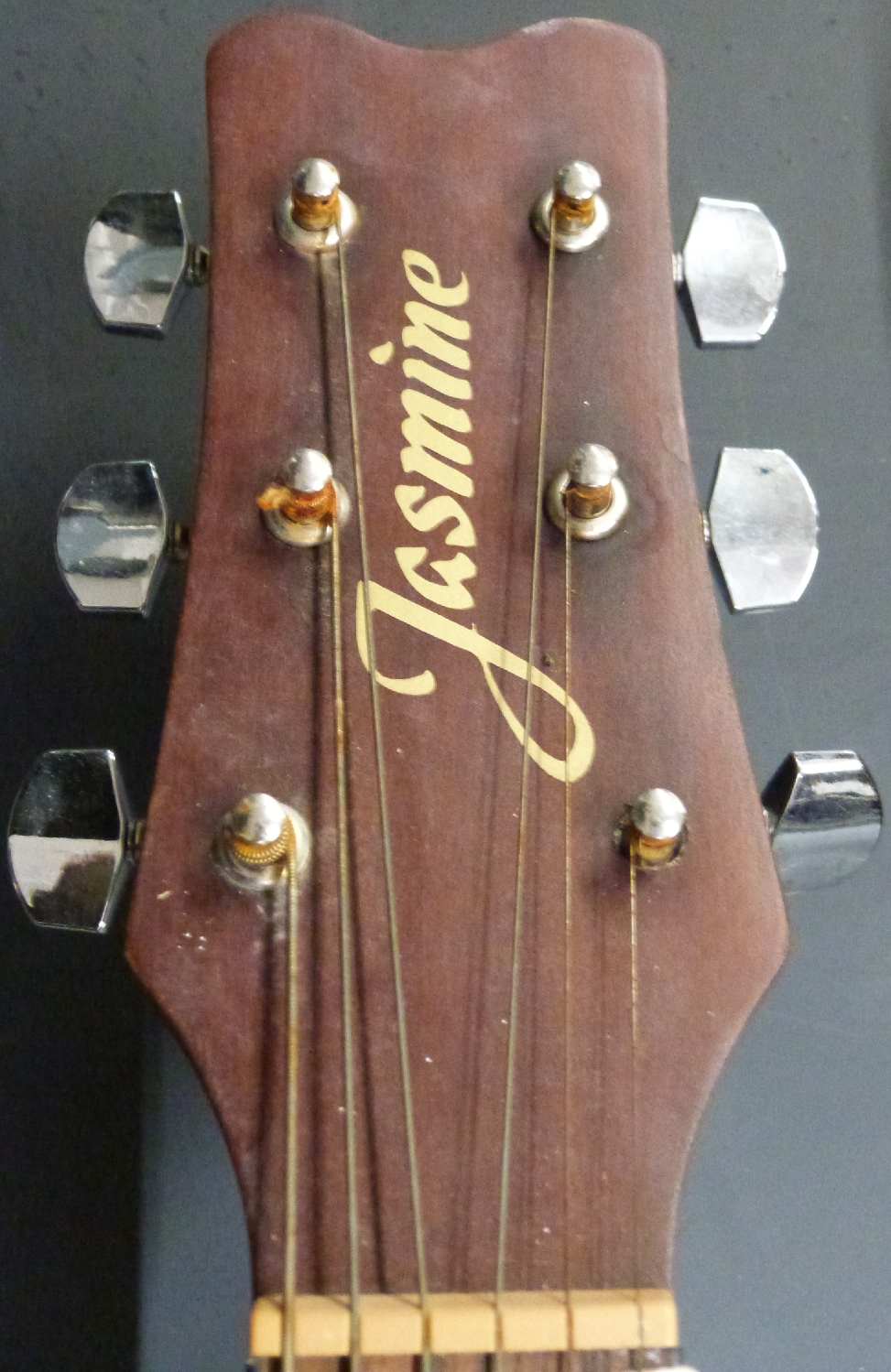 Three various acoustic guitars Jasmine S34c, in semi-rigid fitted carry case, a Harmony 6395 and a - Image 5 of 6