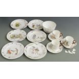 Children's nursery rhyme tea ware initialled to base MBB