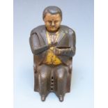 Novelty cast iron money box advertising 'Tammany Bank', H15cm