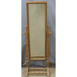 Pine cheval mirror, height 148cm