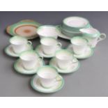 Approximately 28 pieces of Shelley Art Deco tea ware and a further plate, reg no 781613