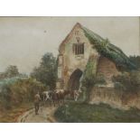 Attributed to A.L. Hancock watercolour Entrance Gate, Cleeve Abbey, titled to mount and with label