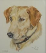 Halcyon Weir watercolour portrait of dog 'Corrie', signed and dated 1973 lower right, 40 x 33cm