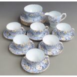 Shelley part tea set comprising six trios, sugar and milk all decorated with daisies, shape no