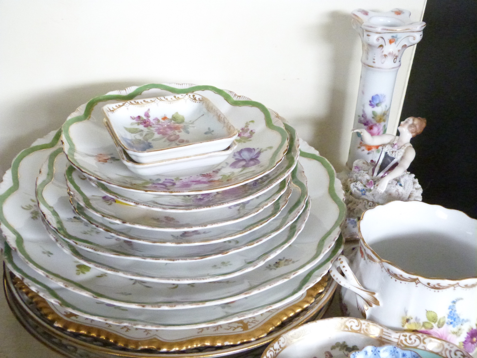 A collection of continental ceramics including a good selection of decorative Dresden dinner and tea - Image 2 of 2