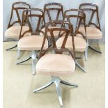 Six retro Grafton chairs with brown plastic backs and aluminium bases