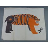 Procol Harum advertising poster depicting stylised tiger chasing a man, by repute formerly the