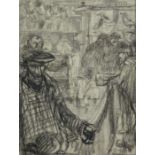 Attributed to Sir Frank William Brangwyn RA RWS RBA (1867-1956), pen, ink and pencil sketch 'The