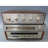 Quantity of vintage/retro hi-fi equipment comprising Luxman T-4 AM/FM tuner, Rotel RX-200 solid