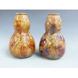 Pair of Royal Doulton vases with leaf decoration, H 15.5cm