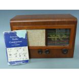 Cossor vintage radio in wooden cabinet with bakelite knobs and Radio Constructors book 1967