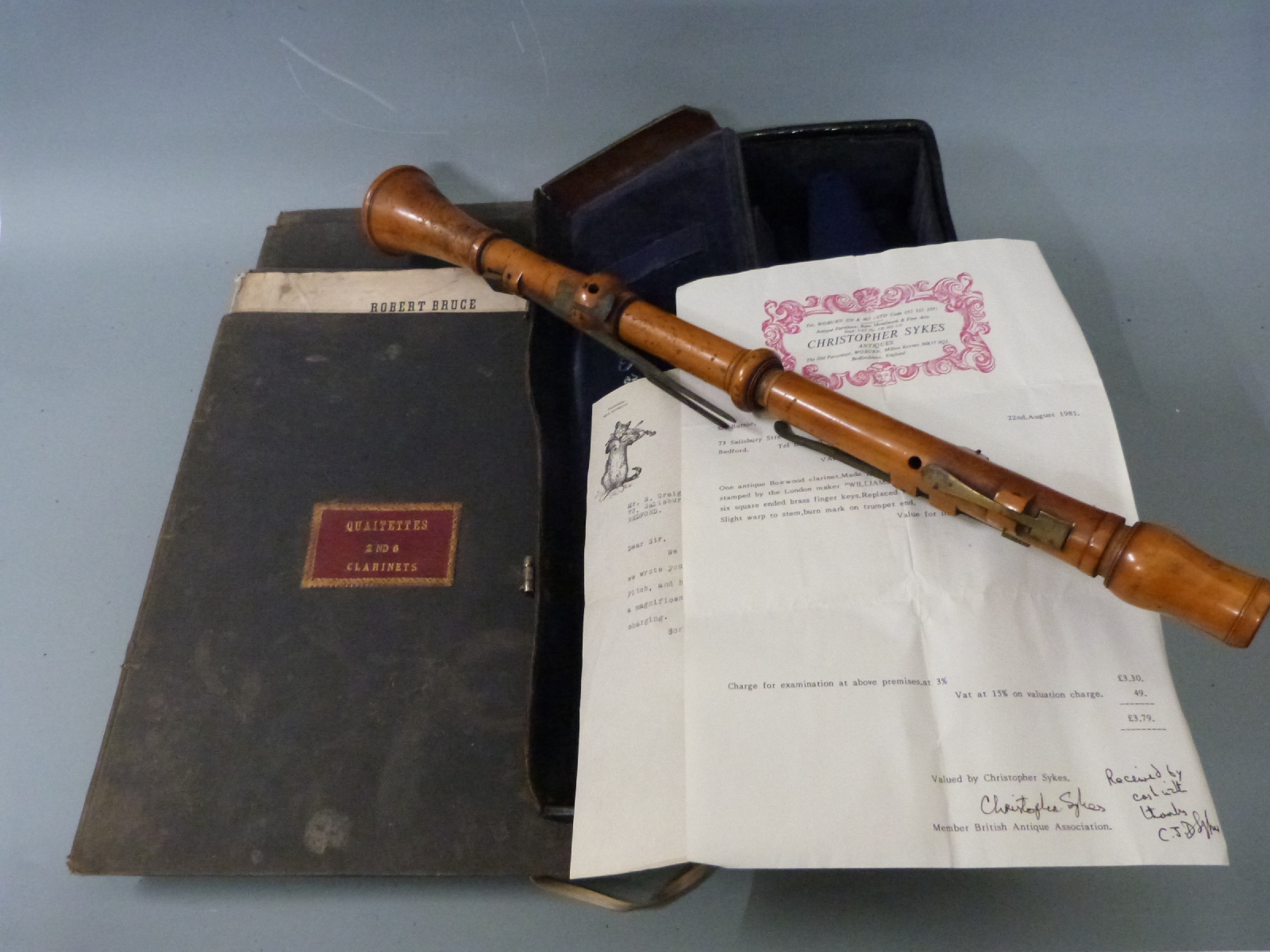 Williams of London 19thC boxwood clarinet, made in five sections each stamped with the maker's name,
