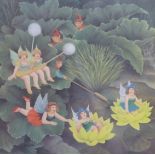 Beryl Cook signed limited edition (25/650) print 'Flower Fairies', signed to margin, 44 x 43cm