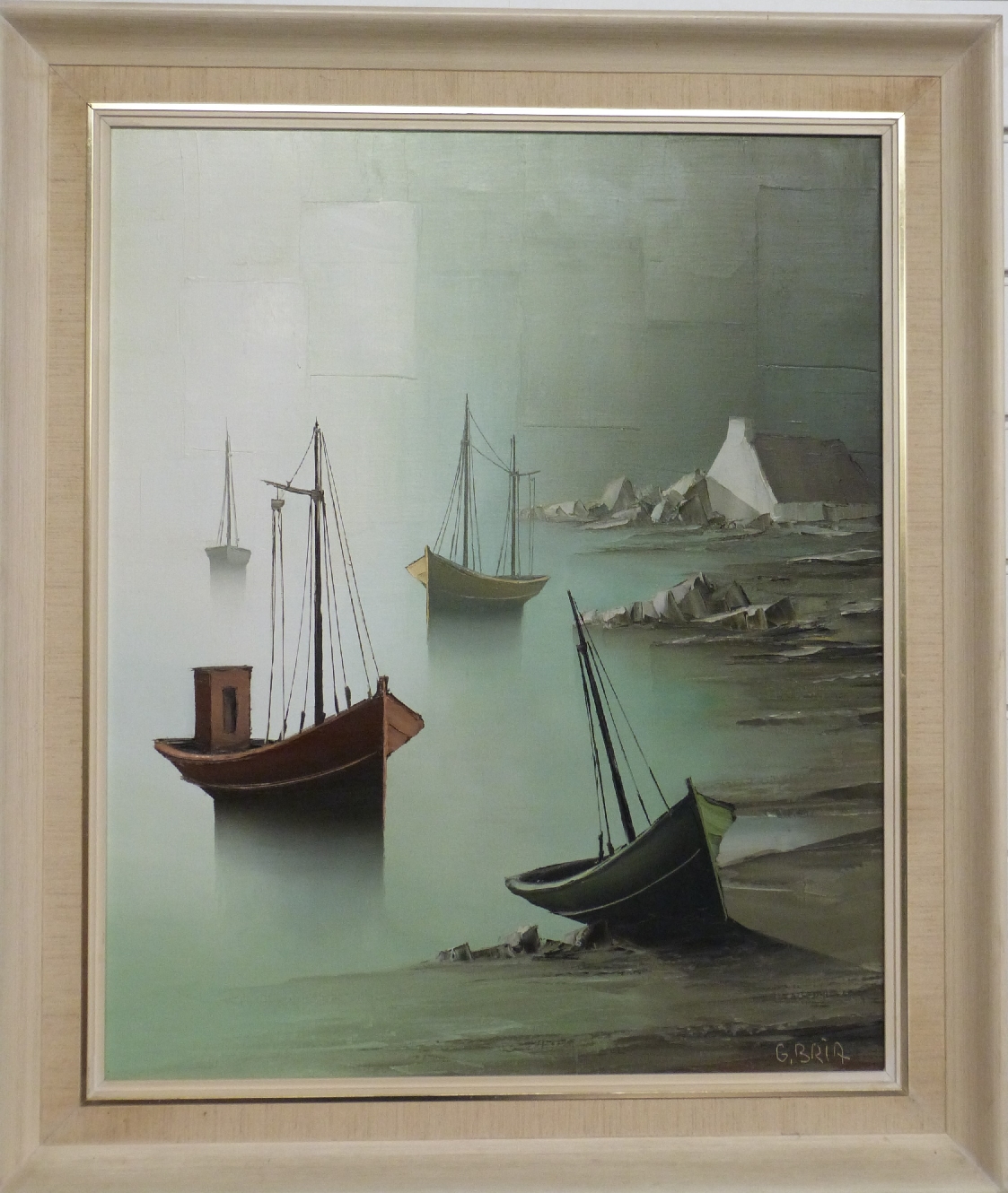 G Bria acrylic on canvas fishing boats, signed lower right, 63 x 51cm - Image 2 of 5