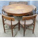 Set of six G Plan chairs and extending dining table