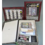 Two Concorde sheets of stamps in display frames and sundry covers etc in box file