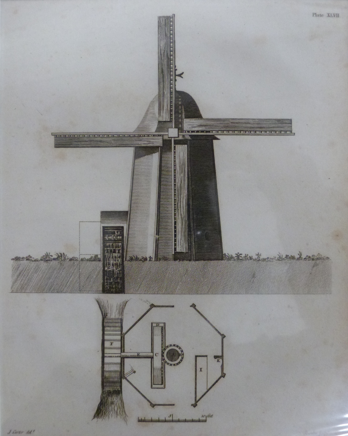 Eight 19thC architectural engravings including windmill, houses, gates etc, each 15 x 18cm - Image 6 of 9