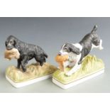 Two Doris Linder for Royal Worcester sporting dogs, Cocker Spaniel and Springer Spaniel (black),