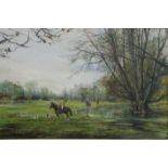 Gordon King (b1939) acrylic on canvas Berkeley Hunt with figures on horse back, signed lower