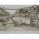 Harold Sayer signed limited edition (25/150) engraving 'Clifton Suspension Bridge' from a 1935