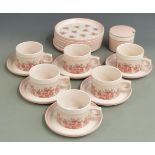 A collection of Hornsea cups and saucers decorated in the Passion pattern