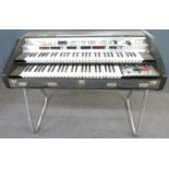 Crumor Haven 61 vintage electronic organ with double keyboard, made in Italy, serial no plate