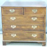 19thC mahogany chest of two over three graduated drawers, W94 x D54 x H88cm