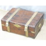 19thC brass bound strongbox W51 x D38 x H19cm