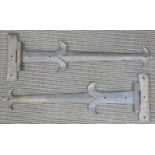 Pair of cast bronze Arts and Crafts or country style door hinges, length 46cm