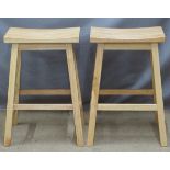 Pair of beech bar or similar stools, height 60cm