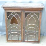 19th century bookcase with Gothic arched glazed doors, W92 x D35 x H94cm