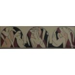 After Matisse woolwork tapestry of nudes, 28 x 91cm